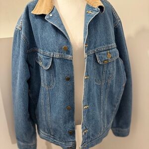 Lee Storm Rider Denim Sherpa Jacket with Tan Corduroy Collar